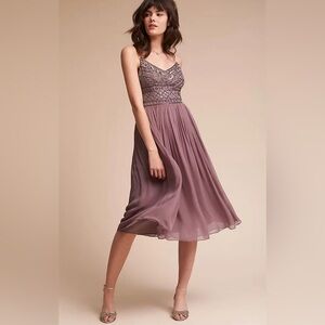 NWOT Anthropologie BHLDN Bristol Dress 0 Dusty Plum
